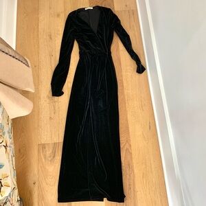 Reformation long maxi dress black velvet XS